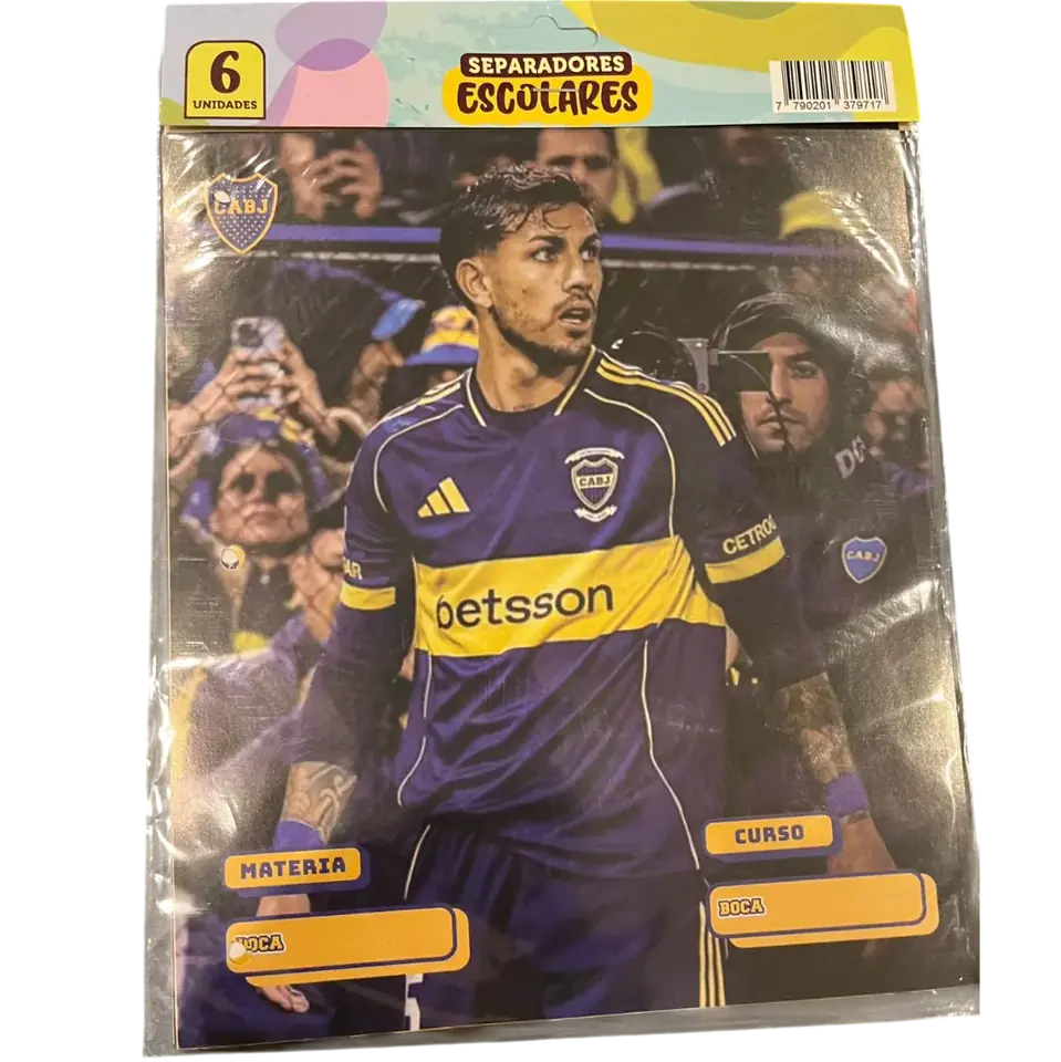 Separadores de Materias  " BOCA JUNIORS " Tamaño Escolar (Fantasia)