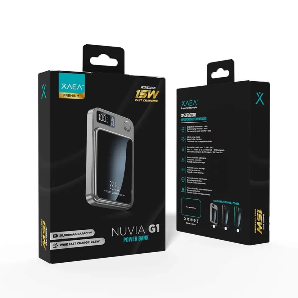 Cargador Portátil Inalámbrico * XAEA NUVIA G1 * Magnético 20.000 Mah (Incluye Aro magnético c/ adhesivo)