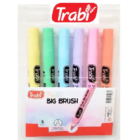 Marcadores BIG BRUSH // Pastel x 6 // Trabi Punta Pincel (GRUESOS)