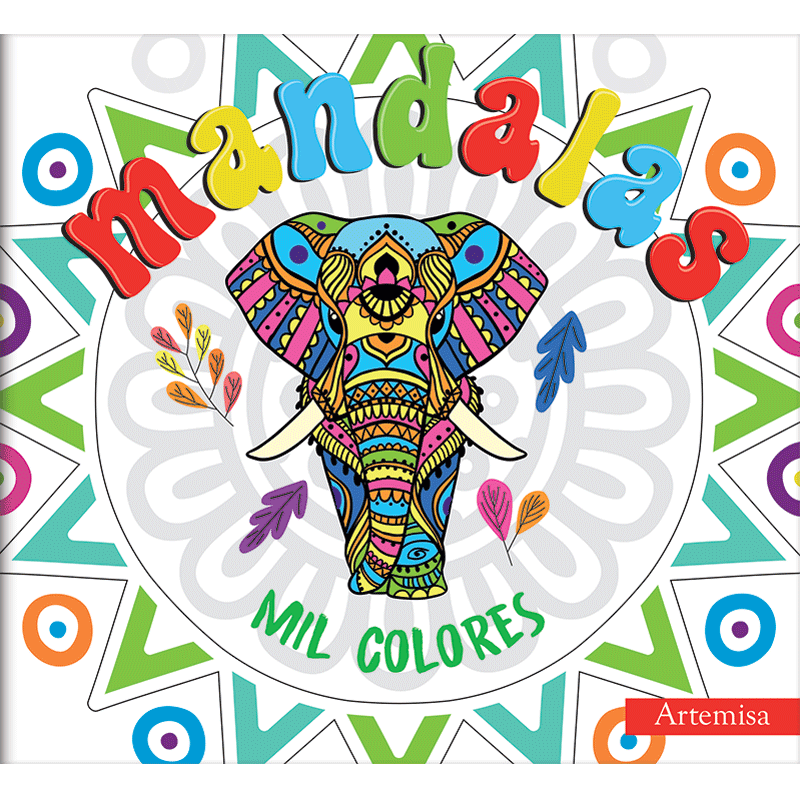 LIBROS PARA COLOREAR MANDALAS " ELEFANTE " COLECCION MIL COLORES 24 PAGINAS 20X20
