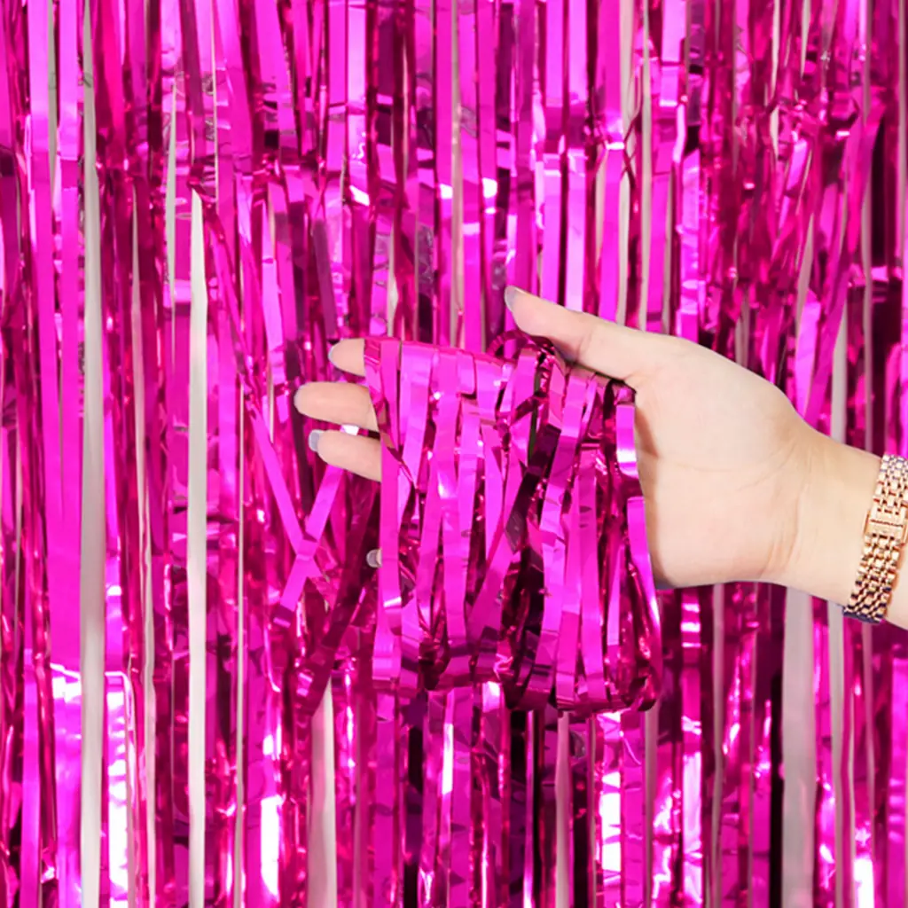 CORTINA LLUVIA * ROSA * METALIZADA FOIL FRINGE CURTAIN