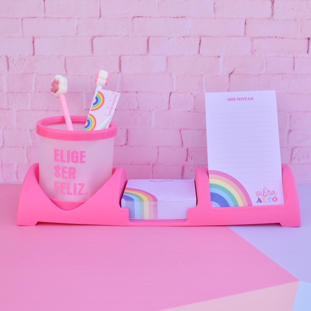 Set Organizadores de Escritorio " Elige Ser Feliz " Rosa (Porta lapiz No Incluido) Cod 5850