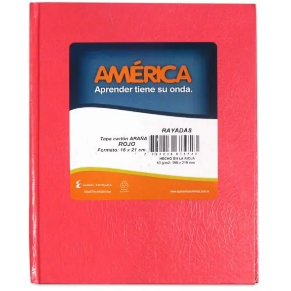 Cuaderno Tapa Dura Forrado Araña // AMERICA 42 HOJAS RAYADO