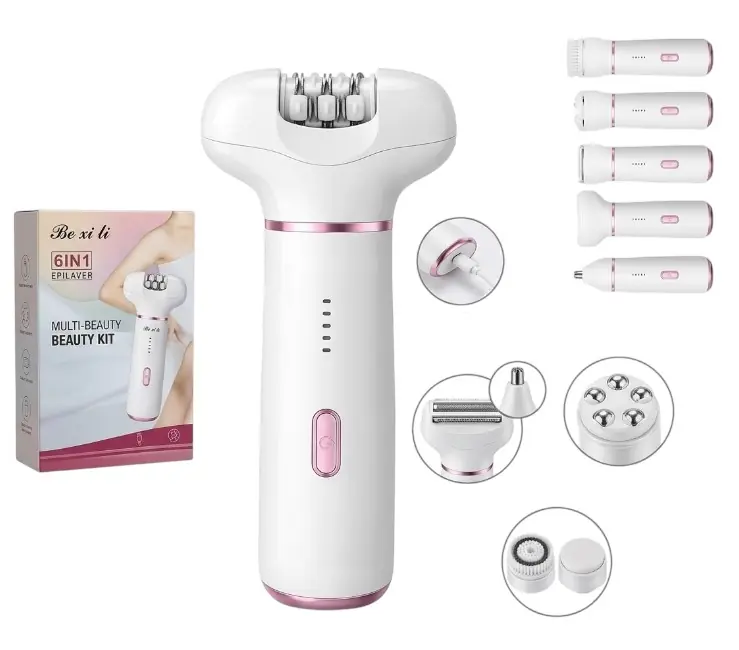 DEPILADORA ELECTRICA 6 en 1 * FACIAL, Y CORPORAL * (Puntas Intercambiables) RECARGABLE