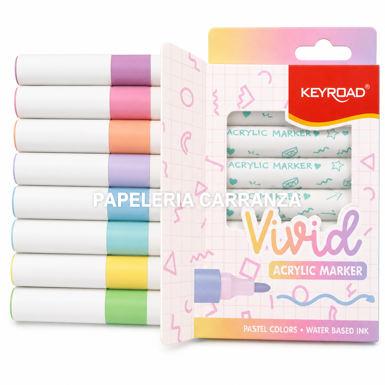 MARCADOR DE ACRILICO ** VIVID POP PASTELES x 8 UNIDADES ** KEYROAD