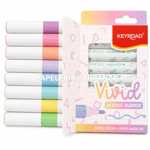 MARCADOR DE ACRILICO ** VIVID POP PASTELES x 8 UNIDADES ** KEYROAD