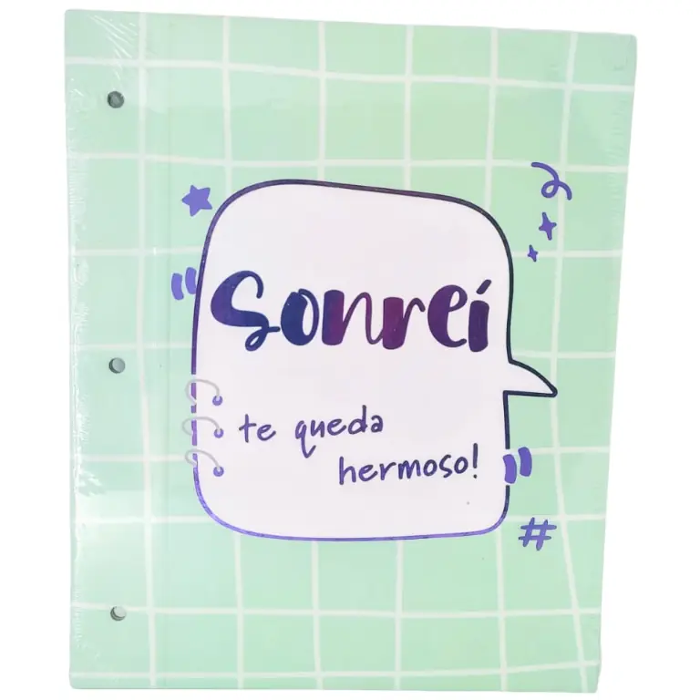 Tapa de Carpeta Escolar N3 " SONREI (PASTEL) "