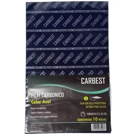 Papel Carbonico CARBEST * AZUL * X 10 UNIDADES Tamaño Oficio