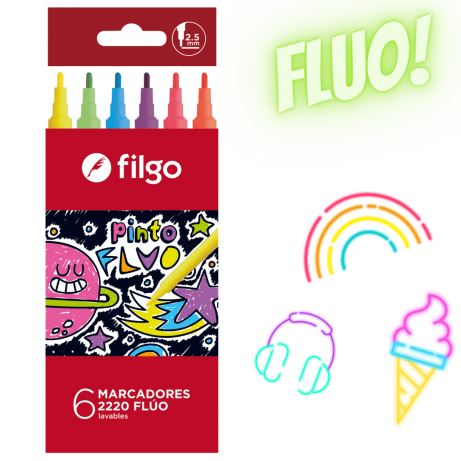 Fibras Filgo x 6 " FLÚO " (NEÓN)