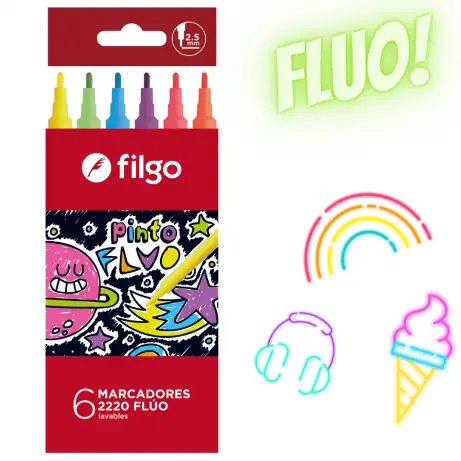 Fibras Filgo x 6 " FLÚO " (NEÓN)
