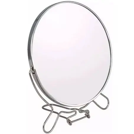 Espejo Redondo Con Aumento Doble Faz Maquillaje 6 Pulgadas Metálico