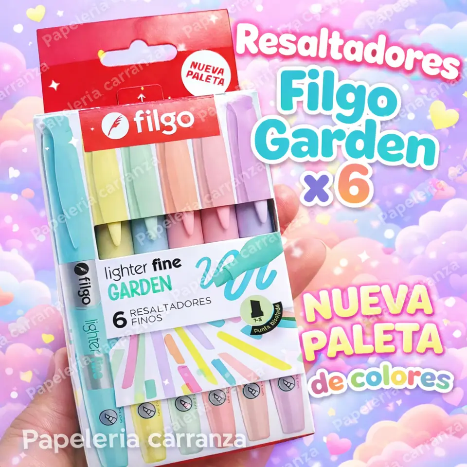 Resaltadores Filgo x 6 - GARDEN PASTEL- en Blister (Nueva Paleta de colores)