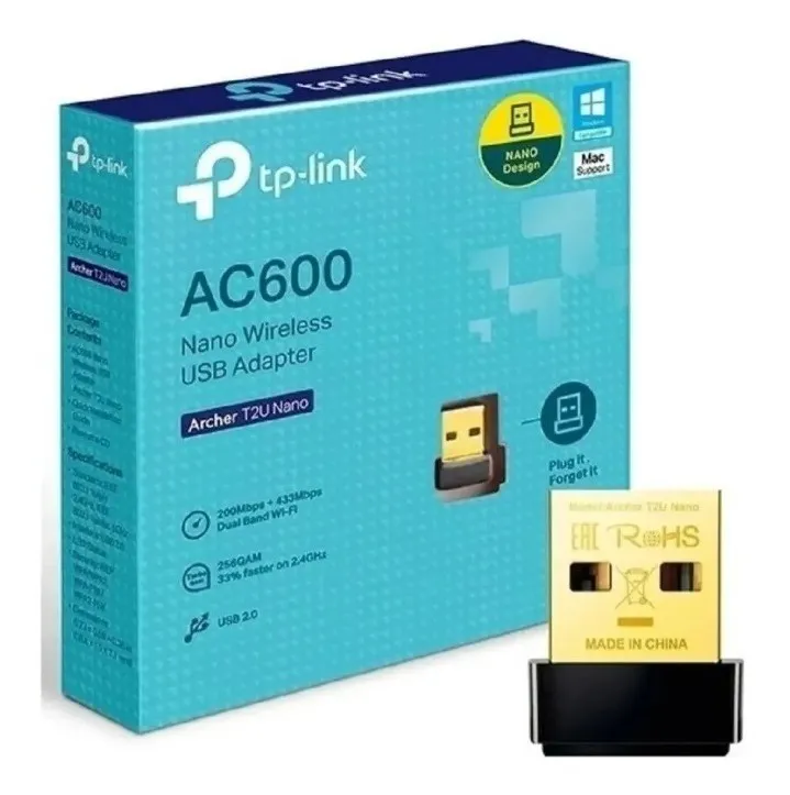 Adaptador Receptor - Wifi Usb Dual Band - Tp link AC600 NANO T2U // 2 AÑOS DE GARANTIA //