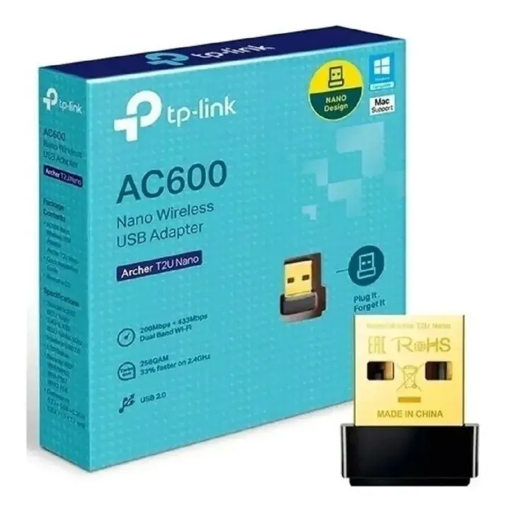 Adaptador Receptor - Wifi Usb Dual Band - Tp link AC600 NANO T2U // 2 AÑOS DE GARANTIA //