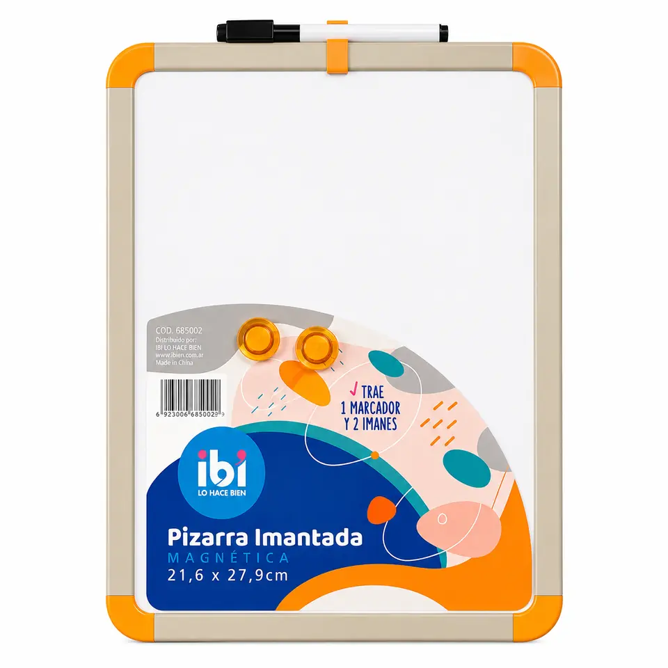 Kit Pizarra Blanca * Ibi Craft De Mano * Magnética 21.6 x 28 + Marcad0r + B0rrador + 2 Imanes (Con Imán para adherir a la heladera)