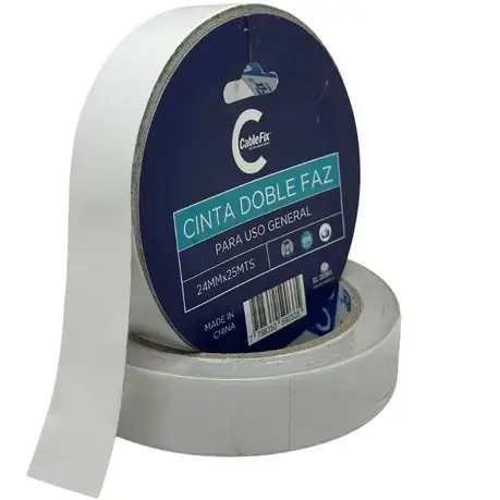 Cintas Bifaz CableFix - 24mm x 25 mts - Doble Faz