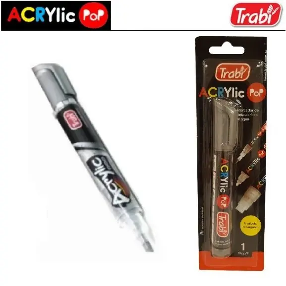 MARCADOR DE ACRILICO TRABI " PLATEADO " ACRYLIC POP PUNTAS INTERCAMBIABLES