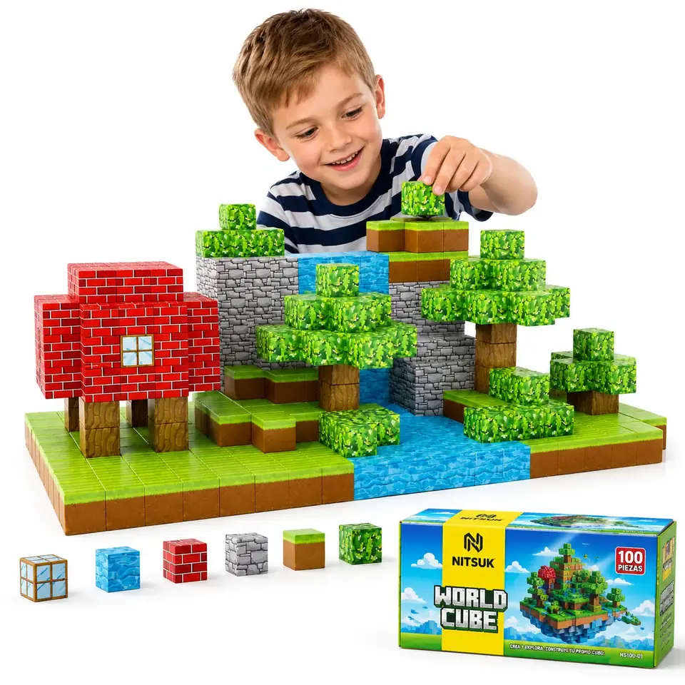 BLOQUES MAGNETICOS - MINECRAFT 100 PIEZAS - CONSTRUCCION WORLD CUBE