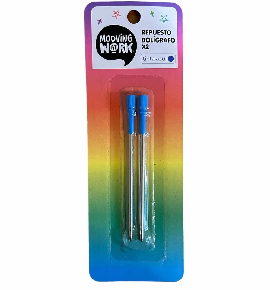 Repuesto de Lapiceras Mooving  *Azul x 2 Tipo Parker* (Para algunos modelos de Giro) - Corto -
