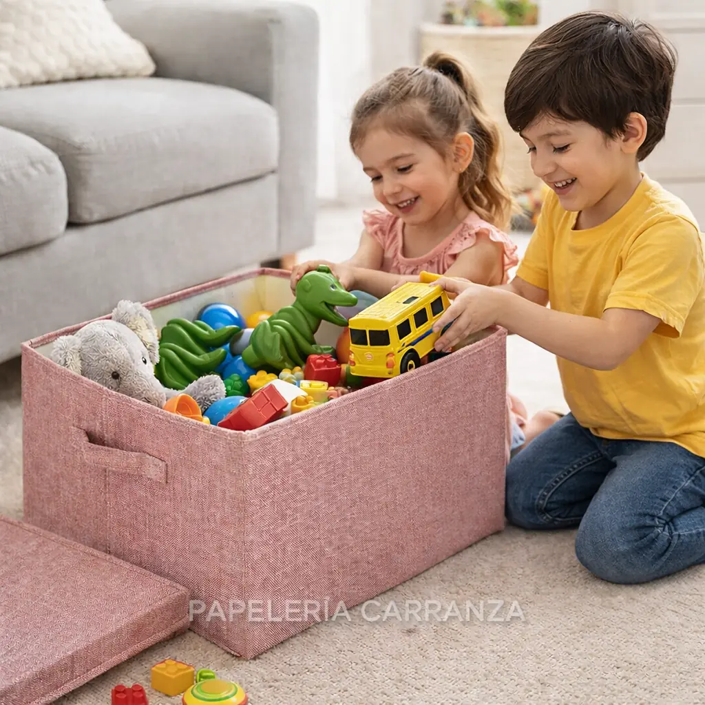 Caja Rigida Plegable - Rosa palo - Organizadora  con Tapa Extra Grande