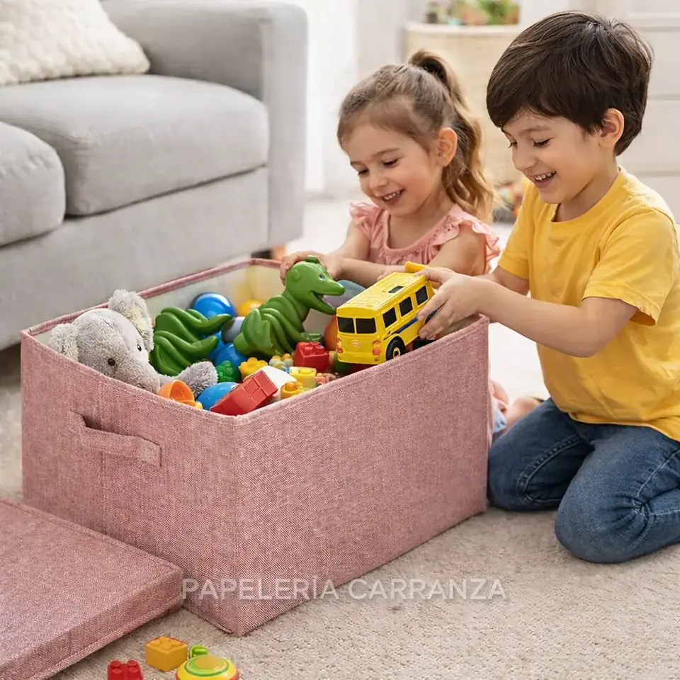 Caja Rigida Plegable - Rosa palo - Organizadora  con Tapa Extra Grande
