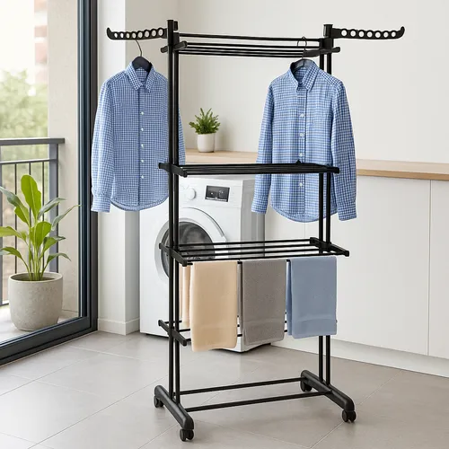 TENDER DE ROPA VERTICAL 3 NIVELES REFORZADO (50 KG) 1.70 de alto Plegable