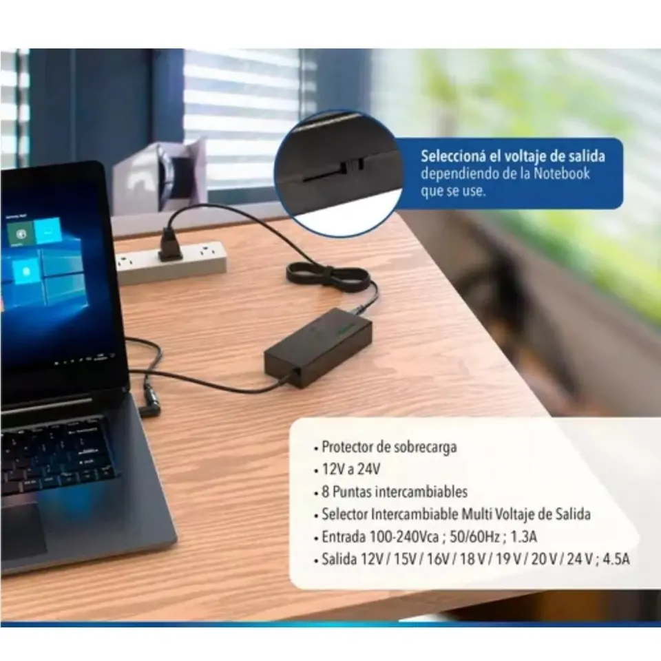 Cargador Universal P/ Notebook 10 Puntas Intercambiables