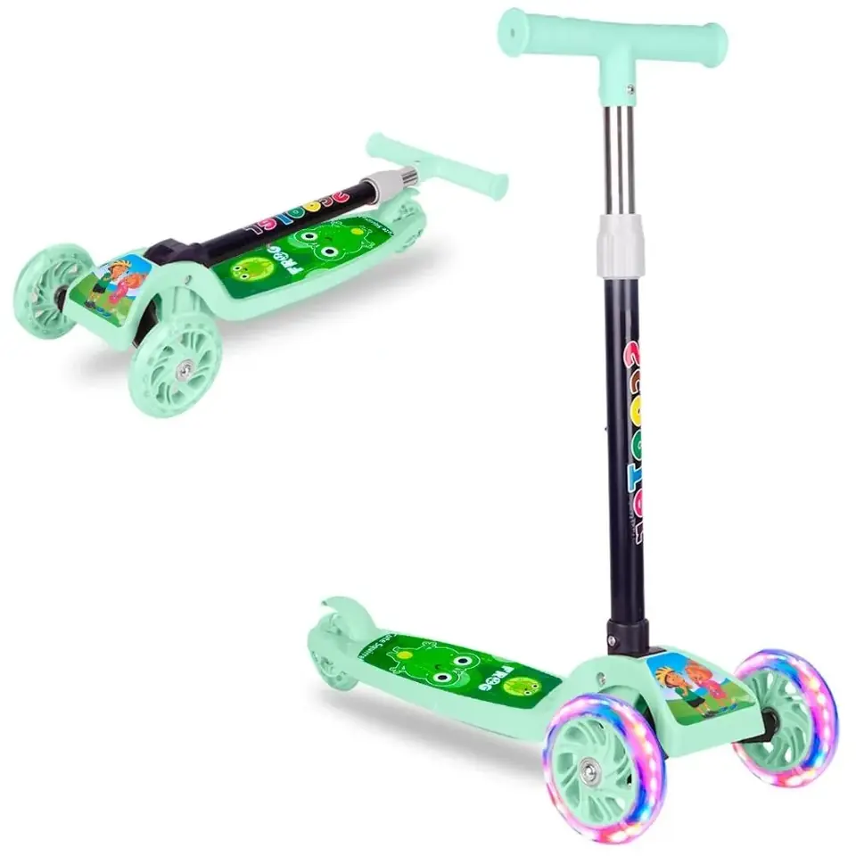 Monopatin Plegable - Scooter Verde - 3 Ruedas c/ Luz