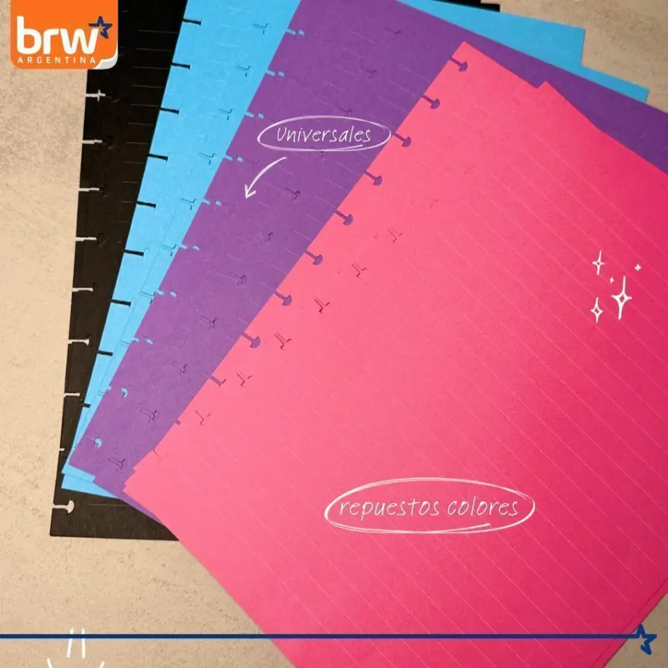 Repuesto Discos * 4 colores Rayadas A4 * Para Cuaderno Inteligente x 40 Hojas Tamaño 90 Gr