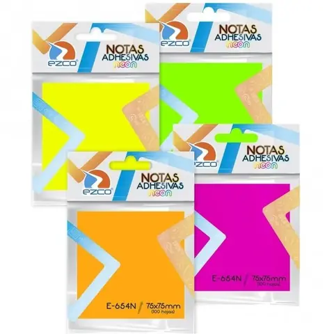Notas Adhesivas Ezco 75 x 75 " Colores Flúo (Neón) "