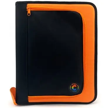 Carpetas A4 C/ Cierre " Negro y Naranja C/ Caartuchera Grande" 2 anillos  College *Cod 503*