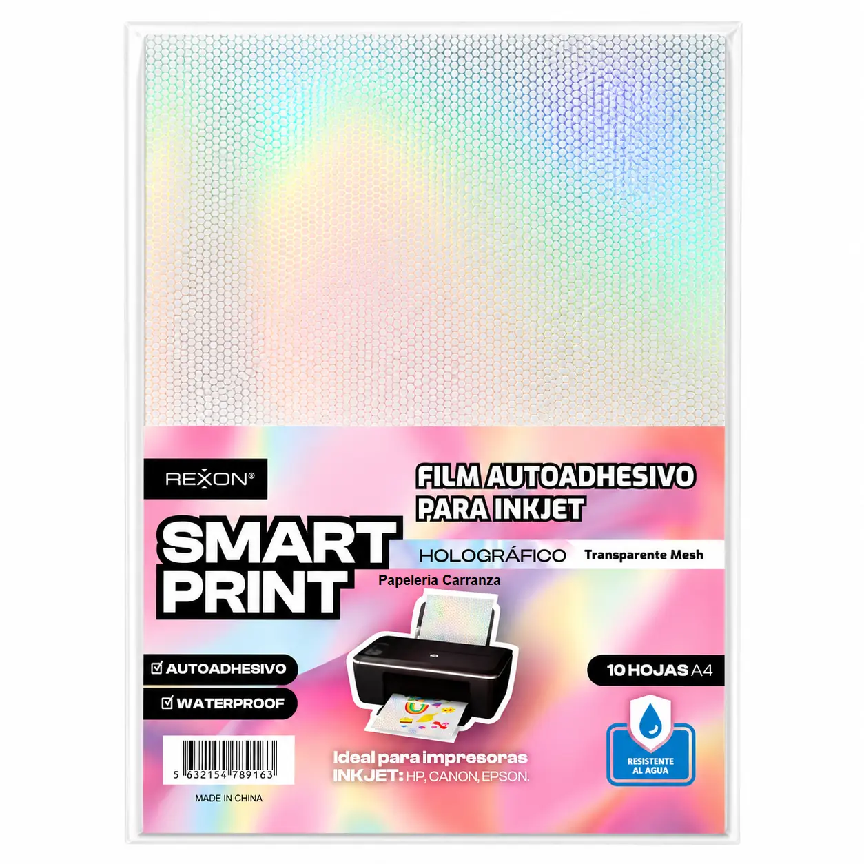 Resma de Film REXON Autoadhesivo - Holográfico Transparente Mesh - (Resistente al Agua) x 10 unidades