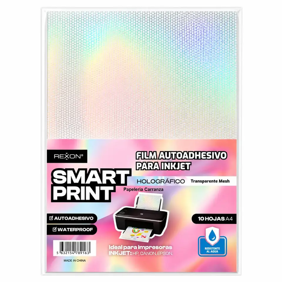 Resma de Film REXON Autoadhesivo - Holográfico Transparente Mesh - (Resistente al Agua) x 10 unidades
