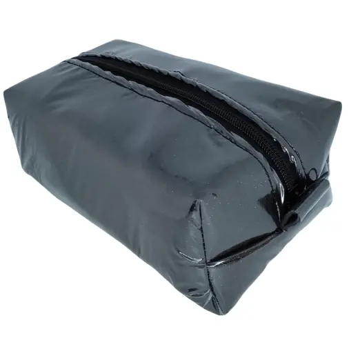 CARTUCHERA GIGANTE "NEGRO C/ BRILLO" DOBLE FORRO (REFORZADA)