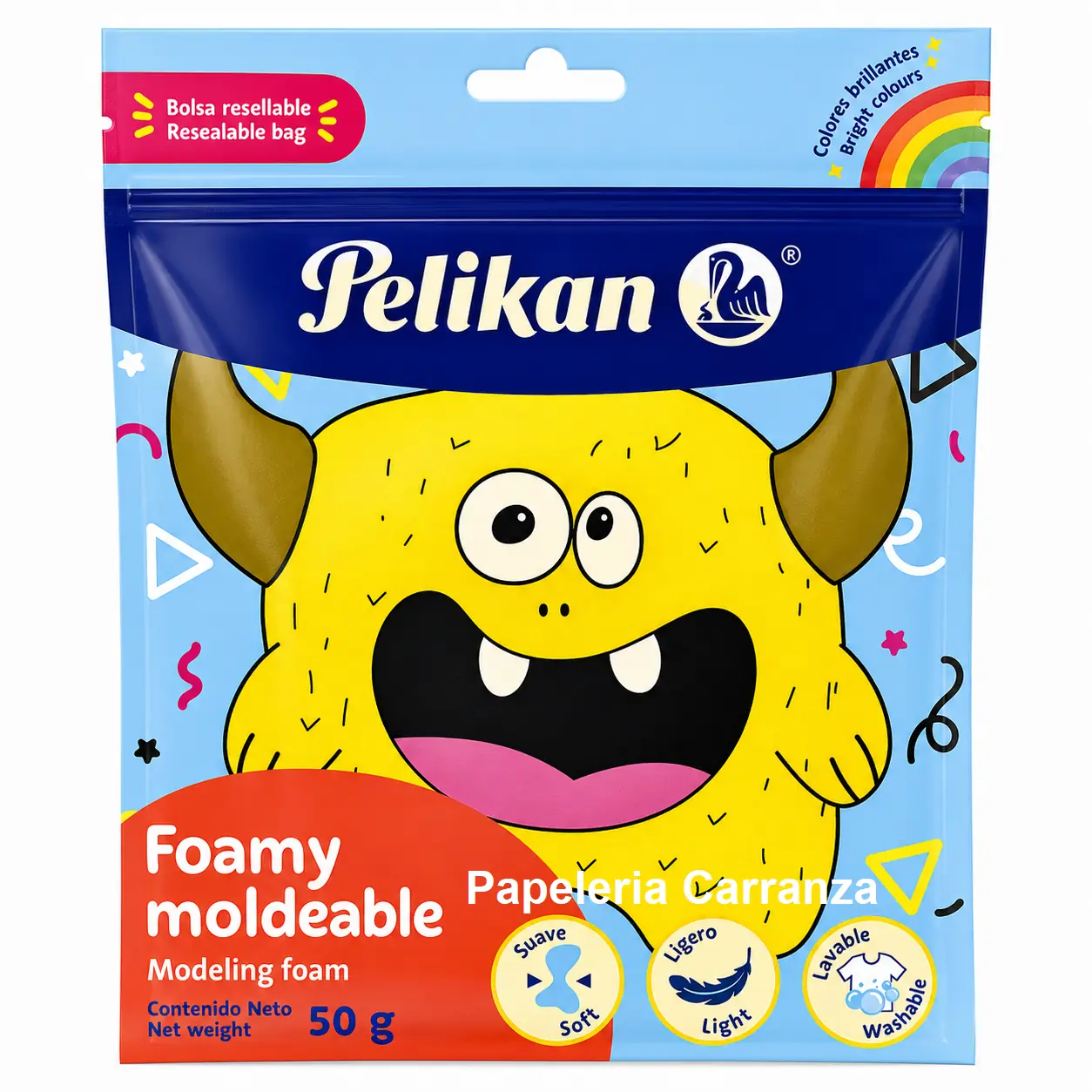 Masas FOAMY MOLDEABLE - AMARILLO - 50G - Bolsita ZIP Flexible Y Suave