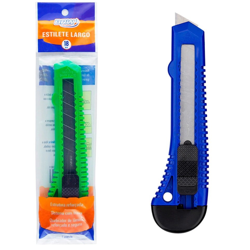 Trinchetas Cutter de Plastico 18 mm BRW c/ Traba (Anchas)