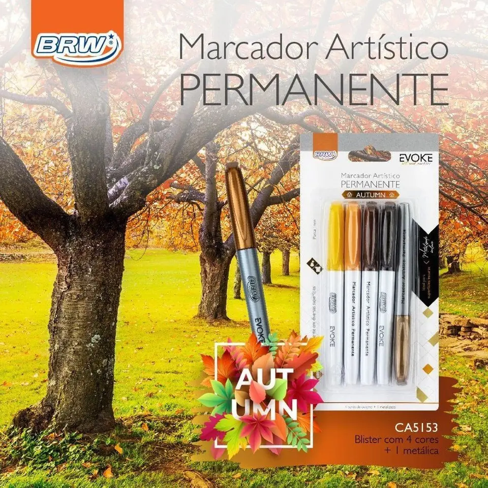 MARCADORES INDELEBLE BRW **AUTUMN** x 5 - PUNTA FINA - (Incluye 1 metalizado)