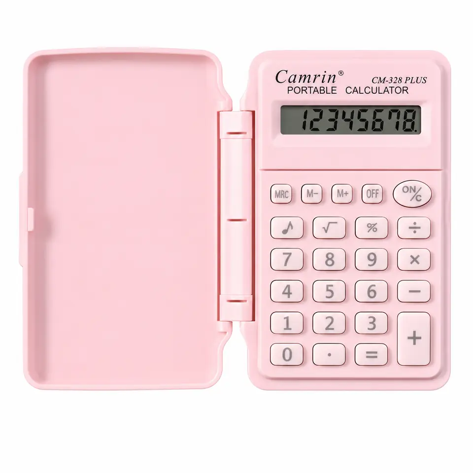 Calculadora CAMRIN ROSA PASTEL - De Bolsillo CON TAPA