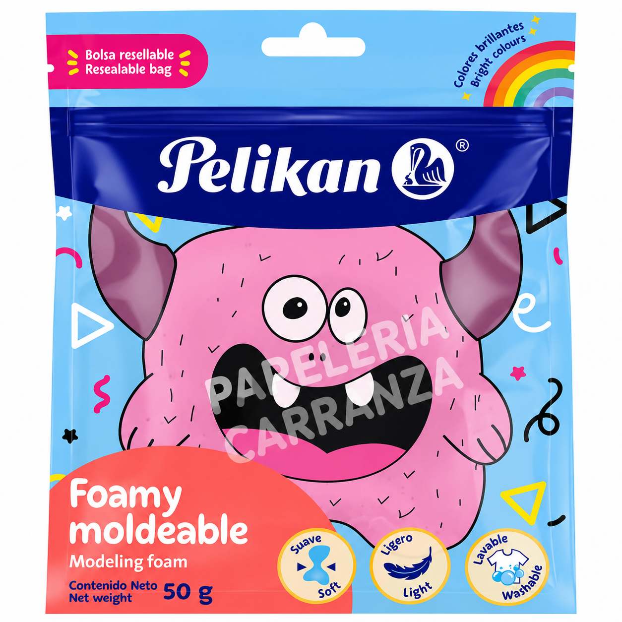 Masas FOAMY MOLDEABLE - ROSA - 50G - Bolsita ZIP Flexible Y Suave