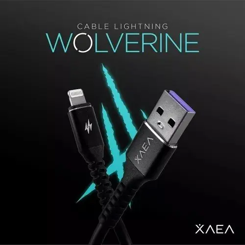 Cable USB LIGHTNING  * XAEA WOLVERINE * - Carga Ultra Rapida - IPHONE 1 mts 7.2A (Similar al Original)
