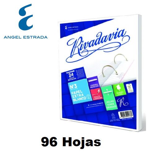 Repuesto Escolar Rivadavia x .96 hojas C/ MARGEN REFORZADO