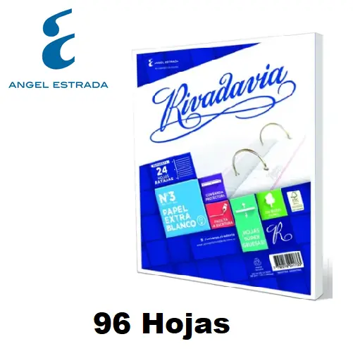 Repuesto Escolar Rivadavia x .96 hojas C/ MARGEN REFORZADO
