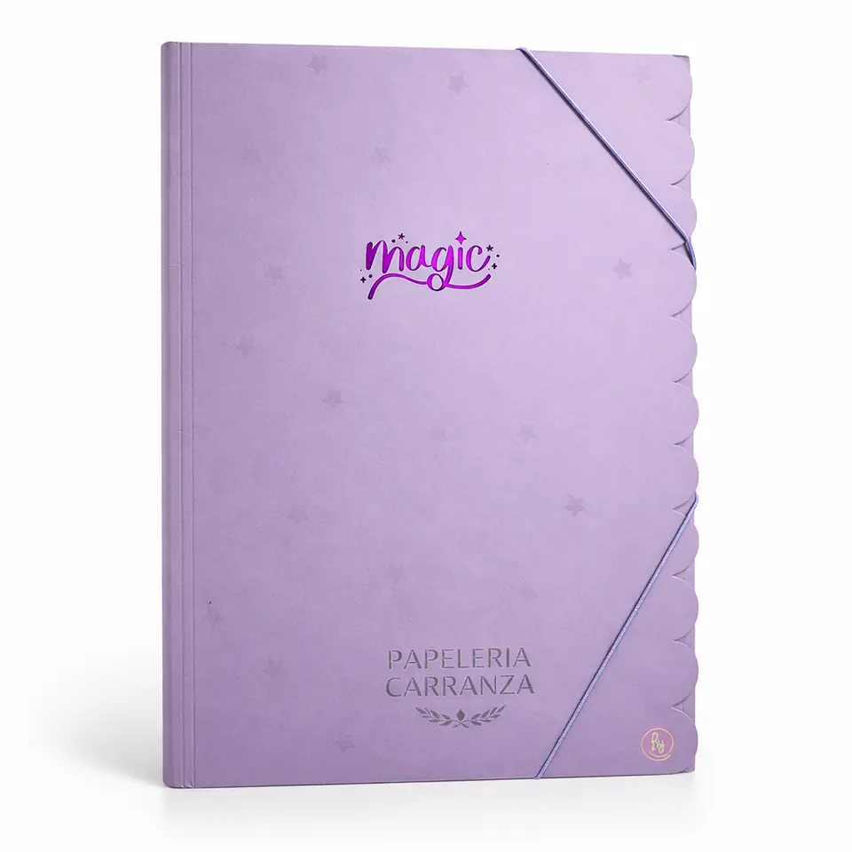 CARPETA 3 SOLAPAS RY * MAGIC LILA * C/ ELASTICO TAMAÑO OFICIO