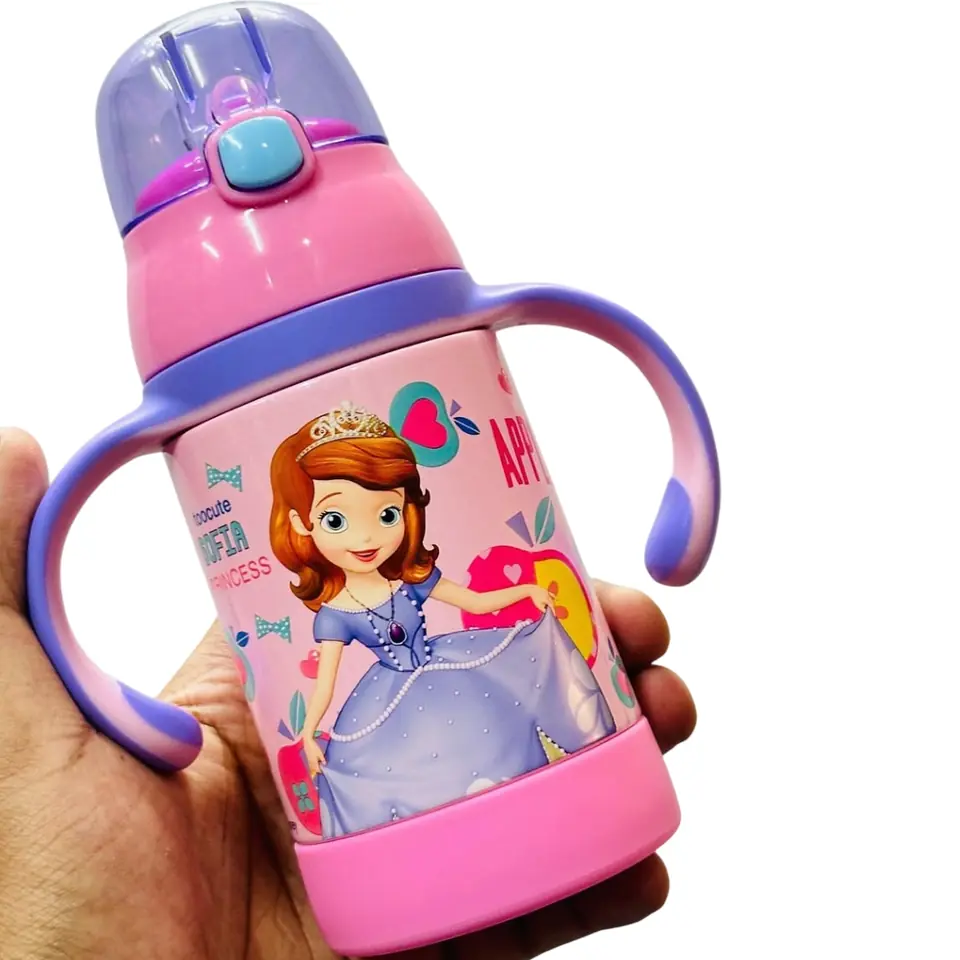 BOTELLITA INFANTIL * PRINCESA SOFIA * C/ PICO TIPO SORBETE Y AGARRE 300ML ACERO INOXIDABLE (Frio)
