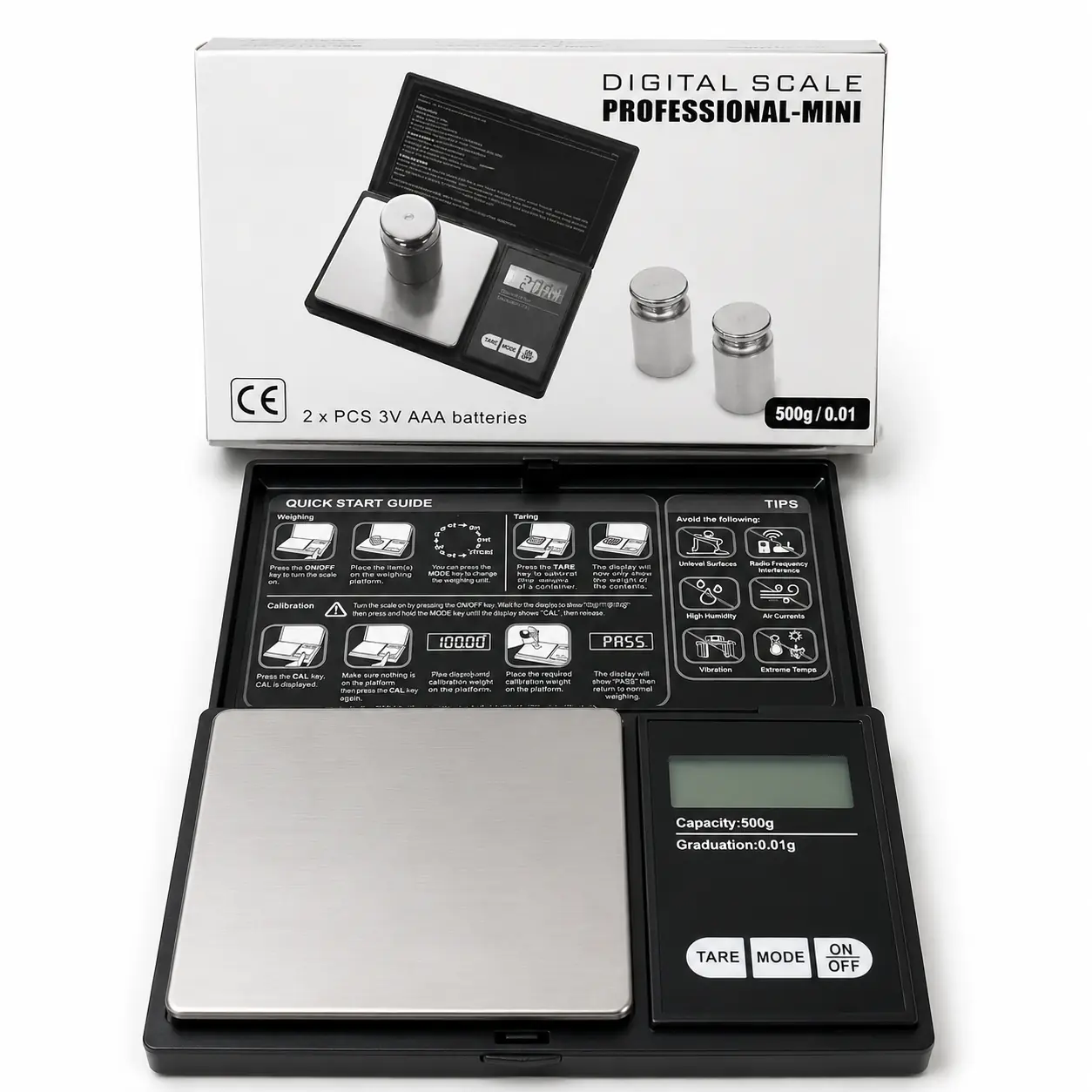Balanza Gramera de Precision 0.01-500g SCALE PROFESSIONAL