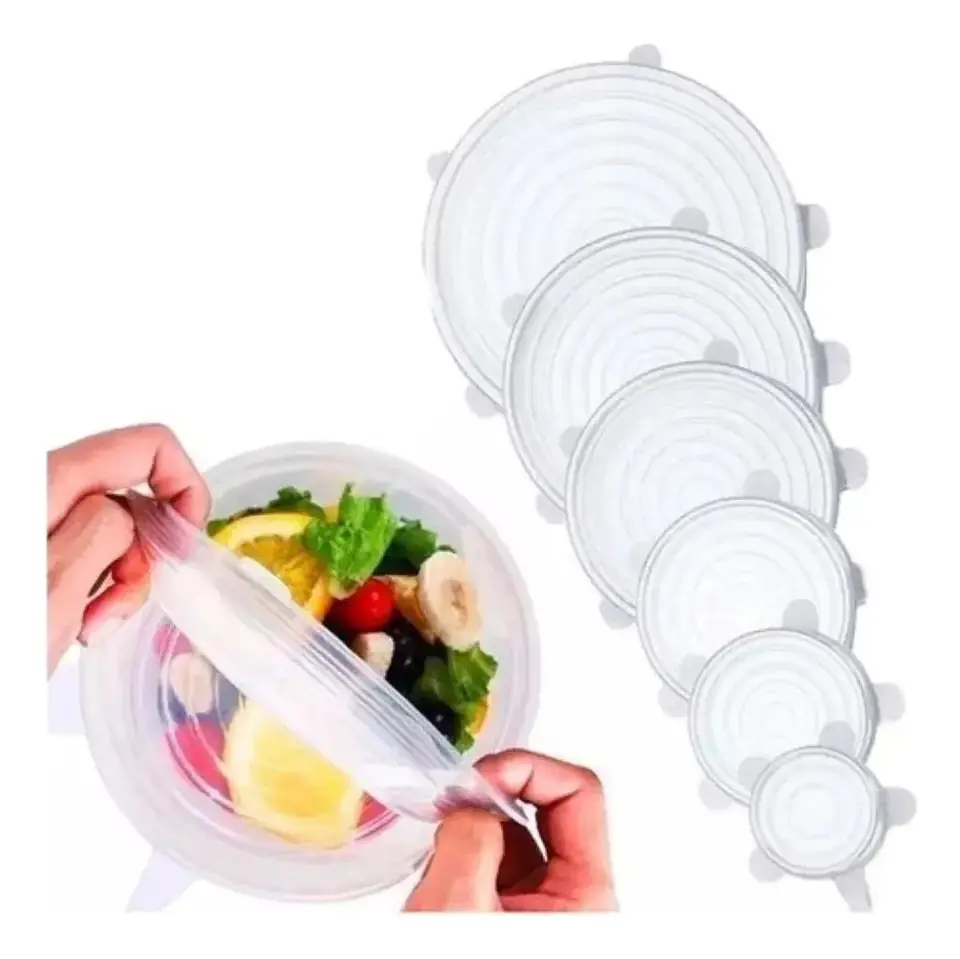 Set de Tapas de Silicona x 6 Para Alimentos y Bebidas