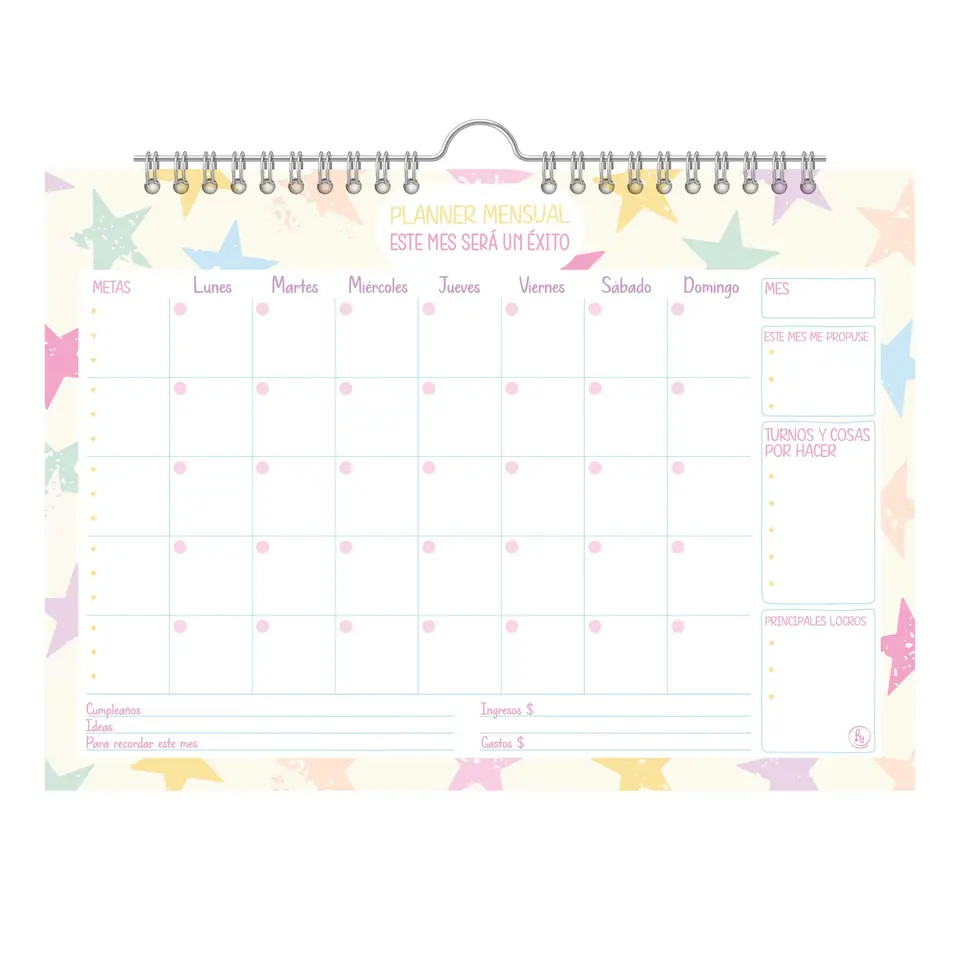 Planner Mensual * LO MEJOR * Tipo Perchita 35 x 25 RY 15 Hojas