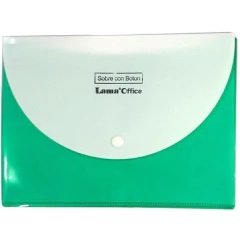 Sobre Plástico cierre c/ Botón " VERDE DOBLE " tamaño Oficio (grande) LAMA