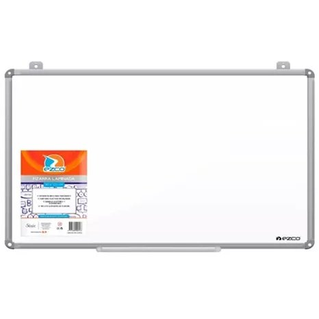 Pizarra Blanca Ezco 75x100 + Soporte para colgar + Soporte para B0rrador y Marcad0r (Marco Aluminio)