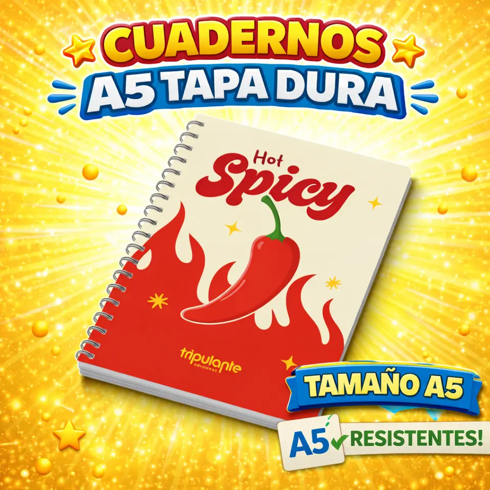 CUADERNOS C/ ESPIRAL 16 X 21 ” HOT SPICY ” A5 TAPA DURA
